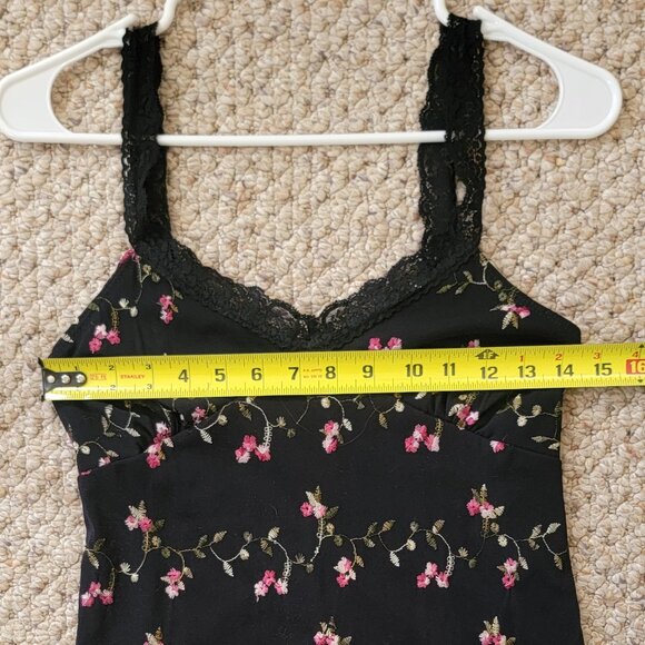 LOVE SOUP Y2K Whimsigoth Dress Babydoll Black Grunge Fairy Floral Lace Rose NWOT - Picture 8 of 14